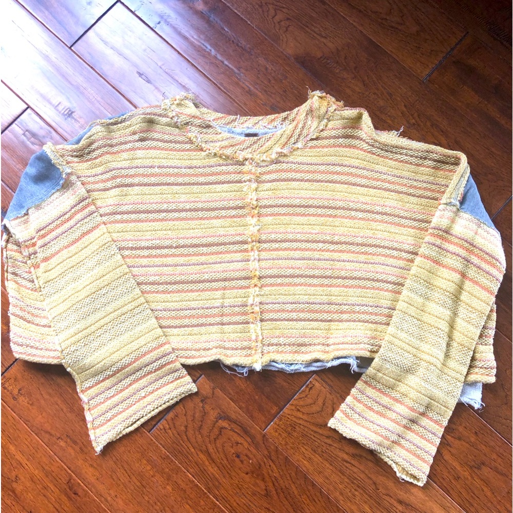 Free People bohemian stitched cropped sweater/sweatshirt